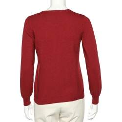 Love Moschino Red Intarsia Wool Knit Jumper M