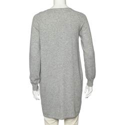 Pre Owned Love Moschino Grey Wool Appliqué Detail Sweater Dress M