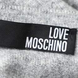 Pre Owned Love Moschino Grey Wool Appliqué Detail Sweater Dress M