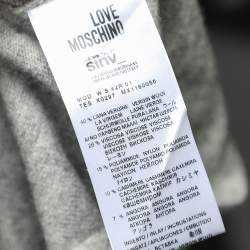 Pre Owned Love Moschino Grey Wool Appliqué Detail Sweater Dress M
