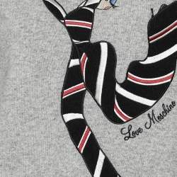 Pre Owned Love Moschino Grey Wool Appliqué Detail Sweater Dress M
