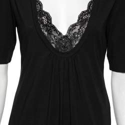 Pre Owned Love Moschino Black Cotton Embellished Lace Trim Detailed Dress M 