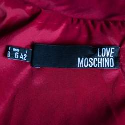 Love Moschino Red Chiffon & velvet Paneled Embellished Detail Sleeveless Sheath Dress M