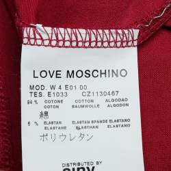Pre Owned Love Moschino Pink & Black Cotton Shrug Detail T-Shirt M