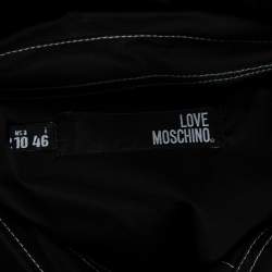 Pre Owned Love Moschino Black Cotton Heart Embroidered Sleeveless Shirt L