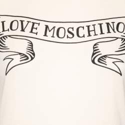 Love Moschino Cream Logo Printed Jersey Short Sleeve T-Shirt M