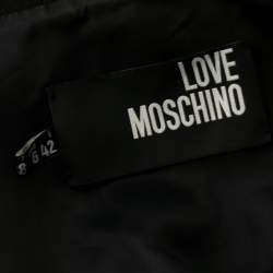 Love Moschino Black Wool Floral Applique Detail Coat M