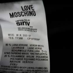Love Moschino Black Wool Floral Applique Detail Coat M