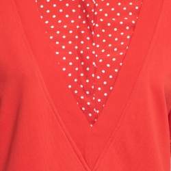 Love Moschino Red Cotton & Crepe Inset Short Sleeve Dress M