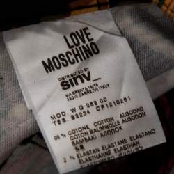 Pre Owned Love Moschino Navy Blue Printed Cotton Skinny Leg Pants M