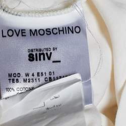 Love Moschino Off-White Sequined Logo Jersey Sleeveless Dress S