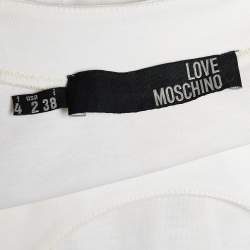 Love Moschino Off-White Sequined Logo Jersey Sleeveless Dress S