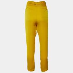 Pre Owned Love Moschino Yellow Crepe Zip Detail Trouser L