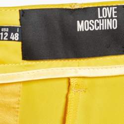 Pre Owned Love Moschino Yellow Crepe Zip Detail Trouser L