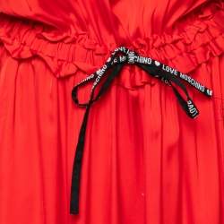 Love Moschino Red Silk Ruffle Trim Waist Sleeveless Maxi Dress M