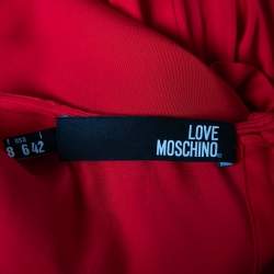 Love Moschino Red Silk Ruffle Trim Waist Sleeveless Maxi Dress M