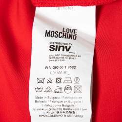 Love Moschino Red Silk Ruffle Trim Waist Sleeveless Maxi Dress M