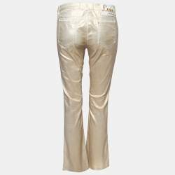 Love Moschino Gold Foil Print Denim Straight Fit Jeans M/Waist: 30.5"