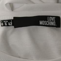 Pre Owned Love Moschino White Let's Fly Print Cotton T-Shirt M