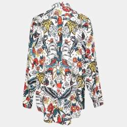 Love Moschino Multicolor Print Crepe Button Front Shirt M  