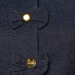 Love Moschino Navy Blue Denim Bow Detail Button Front Jacket S