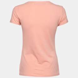 Love Moschino Pink Bunny Printed Stretch Cotton Bow Detail T-Shirt M