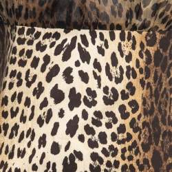 Pre Owned Love Moschino Brown Leopard Print Silk & Cotton Mini Dress M