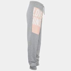 Love Moschino Grey Knit Logo Print Track Pants L