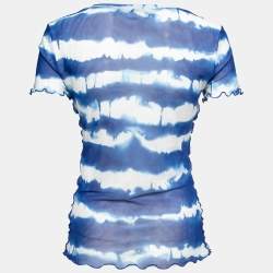Love Moschino Blue Tye-Dye Effect Mesh T-Shirt S