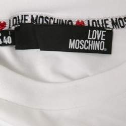 Love Moschino White Cotton Logo Print T-Shirt S