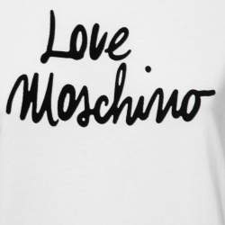Love Moschino White Cotton Logo Print T-Shirt S
