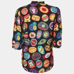 Love Moschino Multicolor Printed Silk Blend Neck Tie Detail Shirt S
