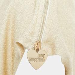 Pre Owned Love Moschino Metallic Gold Knit Sheath Dress M