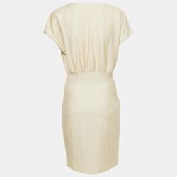 Pre Owned Love Moschino Metallic Gold Knit Sheath Dress M