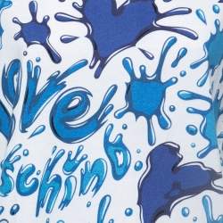 Love Moschino White/Blue Splash Printed Cotton T Shirt M