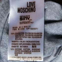 Pre Owned Love Moschino Black Printed Cotton Knit Chiffon Overlay T-Shirt M