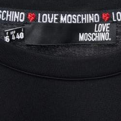 Love Moschino Black Logo Print Cotton Embellished T-Shirt S