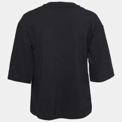 Love Moschino Black Logo Print Cotton Embellished T-Shirt S