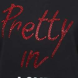 Love Moschino Black Logo Print Cotton Embellished T-Shirt S
