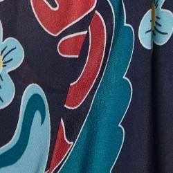 Pre Owned Love Moschino Navy Blue Floral Printed Silk Georgette Maxi Dress M