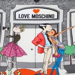 Love Moschino Grey Printed Cotton Knit Round Neck T-Shirt S