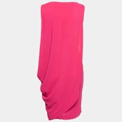 Pre Owned Love Moschino Pink Crepe Tie Detail Asymmetric  Sleeveless Midi Dress S