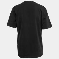 Pre Owned Love Moschino Logo Printed Black Cotton Crew Neck Half Sleeve T-Shirt S