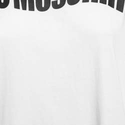 Pre Owned Love Moschino White Logo Printed Cotton Crew Neck Half Sleeve T-Shirt S
