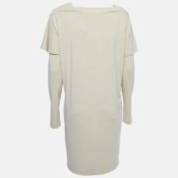 Love Moschino Cream Lurex Knit Sleeve Detail Short Dress M