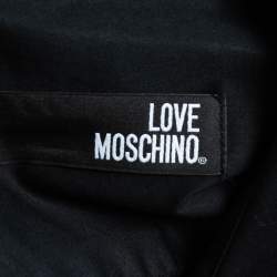 Love Moschino Black Cotton Rhinestone Embellished Logo Shirt M