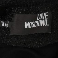 Love Moschino Black Lurex Knit Zip Front Jacket M