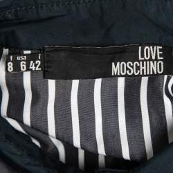 Pre Owned Love Moschino Grey Striped Cotton Contrast Detail Sleeveless Midi Dress M