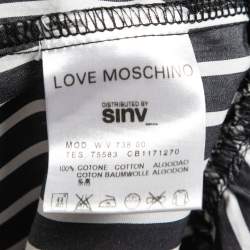 Pre Owned Love Moschino Grey Striped Cotton Contrast Detail Sleeveless Midi Dress M