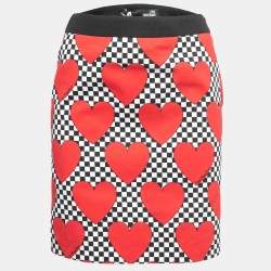 Love Moschino Black Hearts Print Cotton Mini Skirt S
